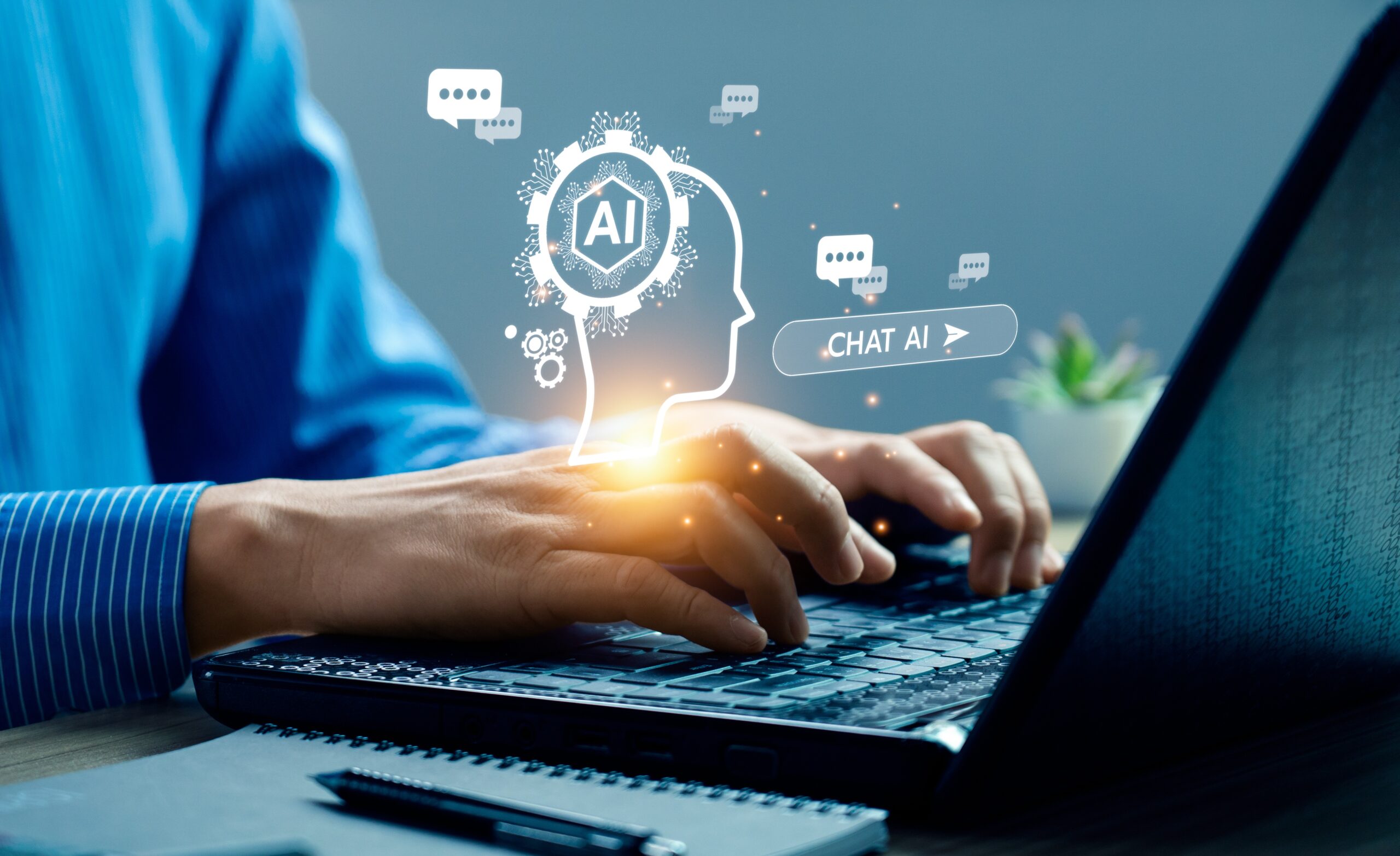 A imagem ilustra um computador com a interface do ChatGPT, simbolizando o uso da inteligência artificial na saúde e suas consequências.